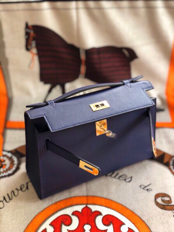 에르메스 미니 켈리백22 블루사파이어 금장 스위프트